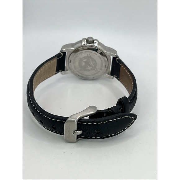 Eddie Bauer Women's Quartz Watch Black Leather Band 28mm Case- New Battery - Picture 6 of 8